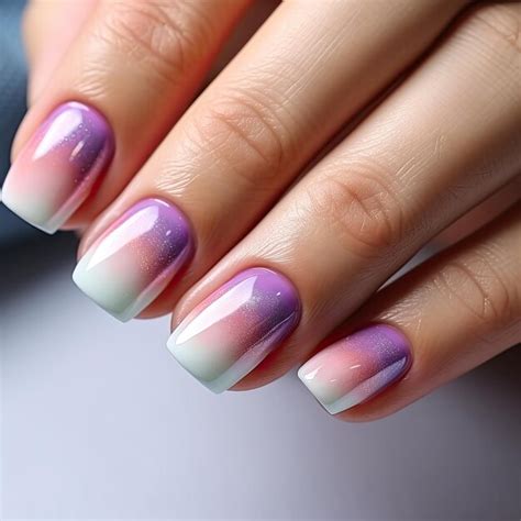 premium photo beautiful purple gradient  nail gelnail polishnail design