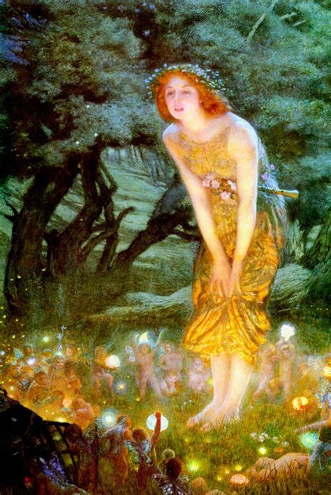 Midsummer Eve Fairy Forest Little Fairies 1909 Painting by Edward