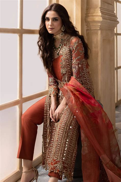 buy rust orange pakistani wedding partywear suit  uae salwar mahal