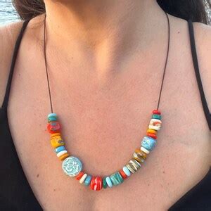 Murano Glass Bead Necklace, Handmade Multicolor Beaded Gemstone Choker ...