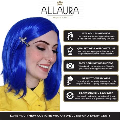 Snapklik.com : ALLAURA Blue Bob Coraline Wig Adult For Women Cosplay Hair