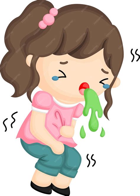 Premium Vector | A vector of a kid puking