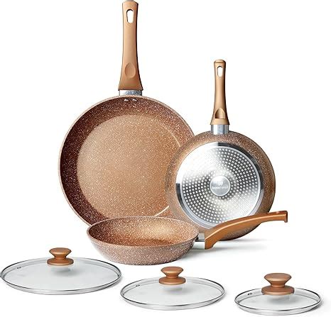 Amazon.com: Frying Pan Set with Lids - Nonstick Frying Pan Set 3 Pcs, Non Stick Granite Cookware ...