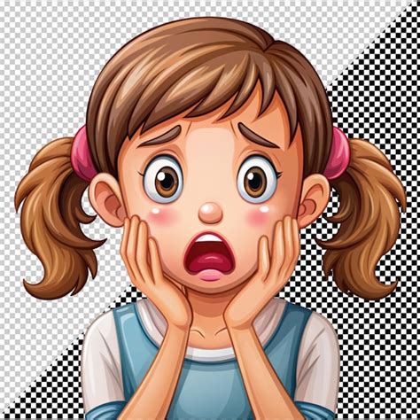 premium psd cute girl  scared expression