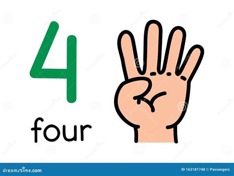 4, Kid`s Hand Showing the Number Four Hand Sign. Stock Vector ... 