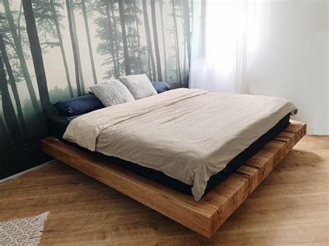urban woods floating bed pat plutitor din lemn masiv