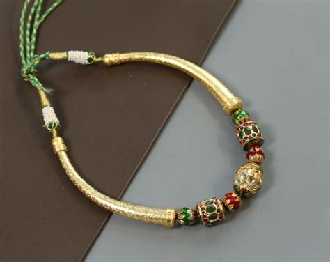 gold tone jaipur hasli necklace jadau beads etsy