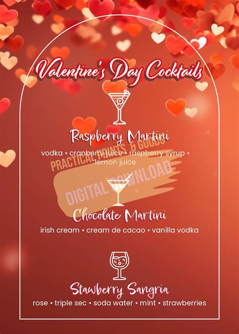 Valentine's Day Cocktail Menu - Etsy