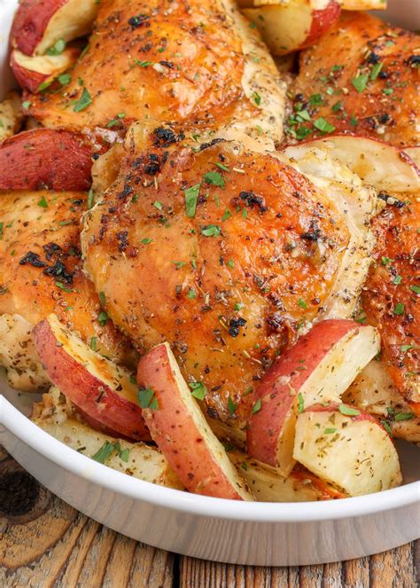 Roasted Chicken Thighs with Red Potatoes - Vegetable Recipes
