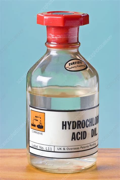 Bottle of dilute hydrochloric acid - Stock Image - C019/8335 - Science ...