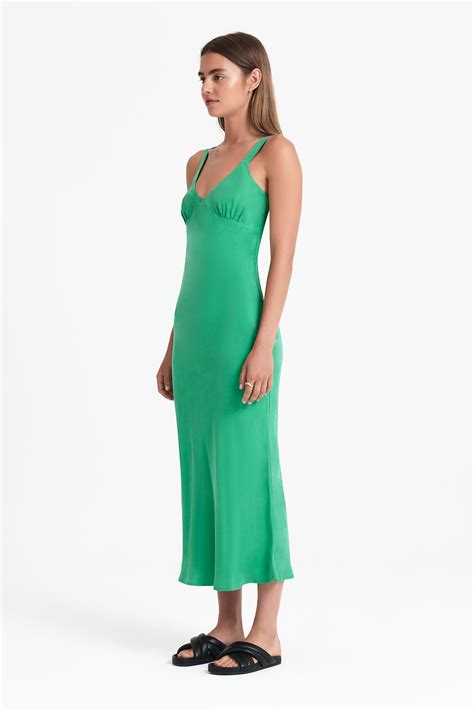 Shop Arianne Cupro Slip Dress in Jade | Nude Lucy
