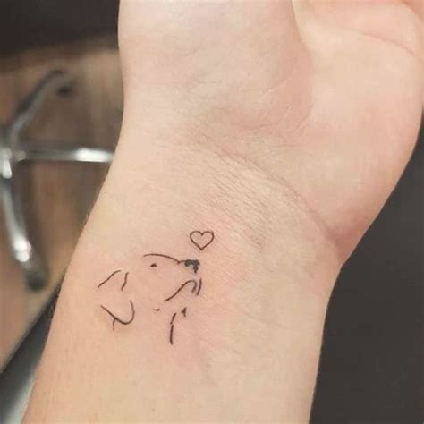 Dog & Heart Outline Pet Memorial Tattoo - This tattoo is minimalist art at its finest. The pet ...