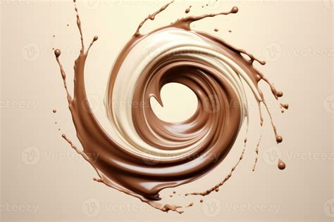Chocolate milk swirl splash. Melted chocolate surface whirlwind