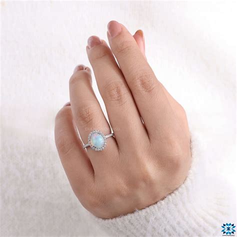 Opal Gemstone Engagement Ring | Oval October Birthstone Wedding Ring