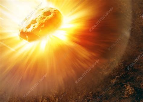 Asteroid impact, illustration - Stock Image - C040/4651 - Science Photo ...