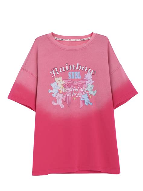 Sweet Gradient Red Loose T-Shirt - Kawaii Fashion Shop | Cute Asian ...
