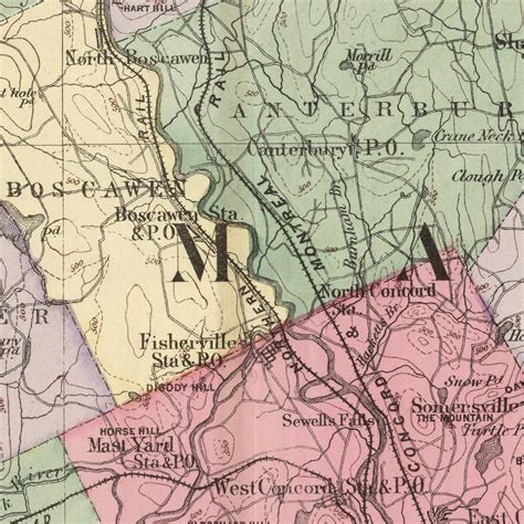 Vintage Map of Merrimack County New Hampshire, 1877 by Ted's Vintage Art