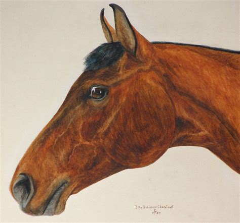 BILLY DOHLMAN CHESTNUT, LOT (3) 1934 SIGNED ORIGINAL WATERCOLORS, HORSE ...