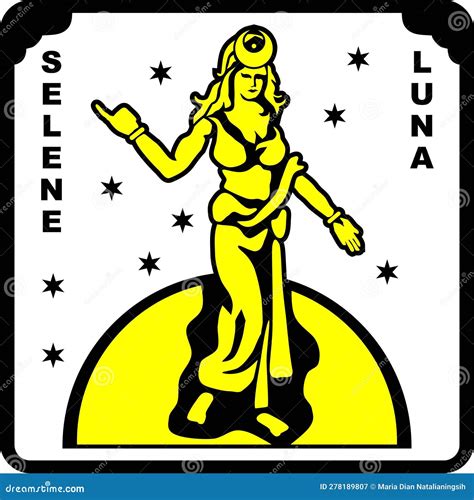 Selene or Luna Goddess of Greek and Rome Stock Vector - Illustration of
