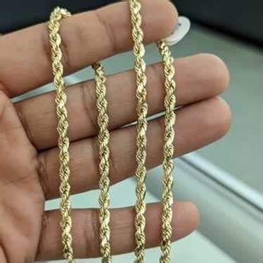 kt real gold rope chain mm   gem