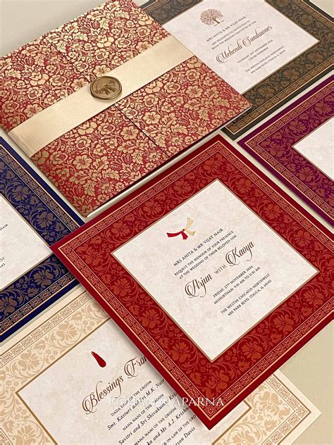 Banarasi Brocade Indian Wedding Card | Rohan & Aparna