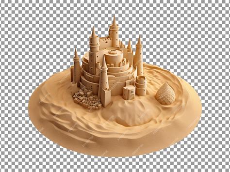 3d пляжный замок из песка, изолированный на прозрачном фоне | Премиум ...
