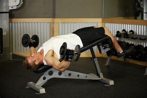 Разводка гантелей на скамье с отрицательным наклоном | MuscleFit
