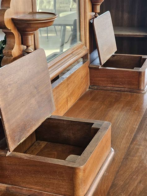 antique oak mirrored dresser  glove boxes dressers chests
