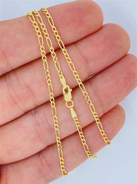 Solid 10K Gold Figaro Chain Figaro Bracelet Anklet 2mm 3mm - Etsy