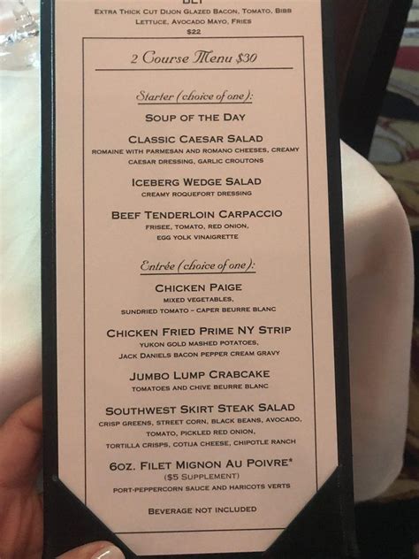 Menu at Vic & Anthony's Steakhouse, Houston