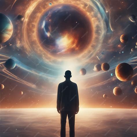 Premium AI Image | A man takes the center of the universe unraveling