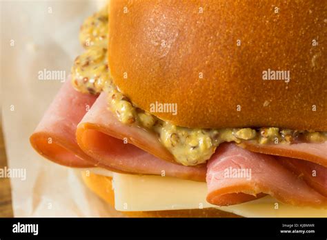 Homemade Ham and Cheese Sandwich with Spicy Mustard Stock Photo - Alamy