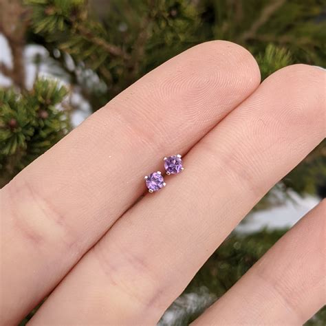 Amethysts Sterling Silver Studs Earrings