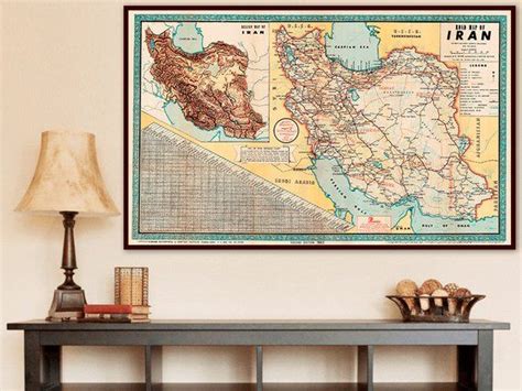 Vintage Map of Iran, Iran Wall Art, Old Iran Print, Iranian Gifts, Iran ...