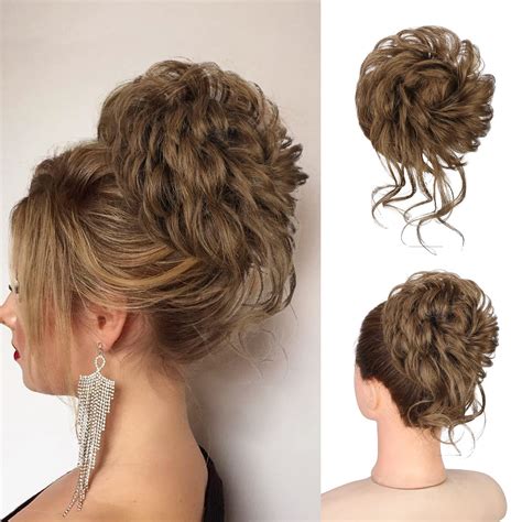 100% Human Hair Bun, Messy Bun Hair Piece Tousled Updo Chignon Hair Pieces With Elastic Rubber ...