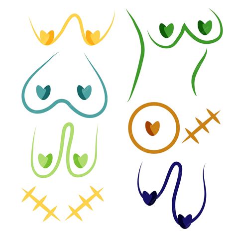 Premium Vector | Variety of female breasts namely saggy breasts surgery