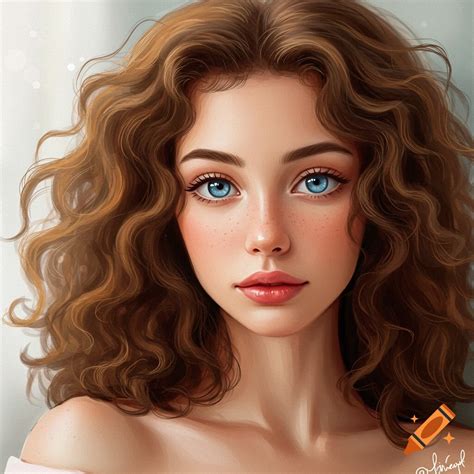girl  long light brown hair  brown eyes  craiyon