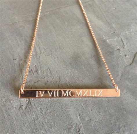 Roman Numeral Necklace Rose Gold Bar Necklace Gold - Etsy | Roman ...