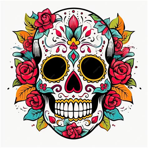 Premium AI Image | Mexican roses skull Mexican roses skull Dia de los