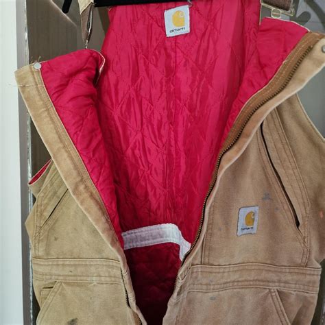 Vintage Carhartt fully lined dungarees - tan. Size... - Depop
