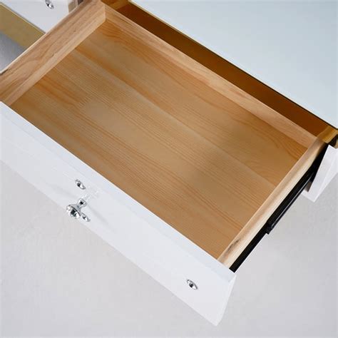 White TV Stand Tempered Glass Top Extendable Entertainment 3-Drawer ...