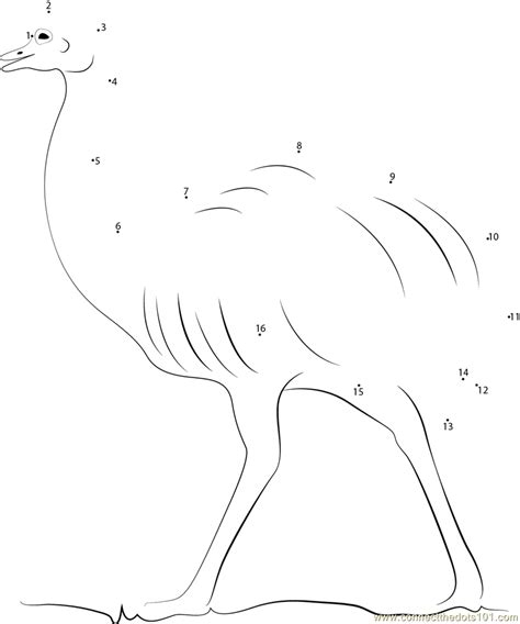 Albino Emu dot to dot printable worksheet - Connect The Dots