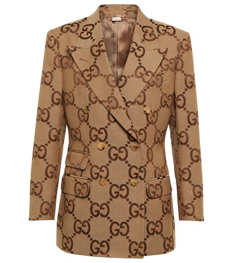 gucci jumbo gg canvas blazer  natural lyst