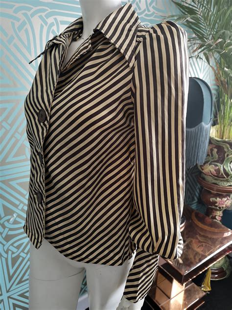 SALE - Original 1970's Nicki Ferrari Satin Acetate Brown & Gold Striped