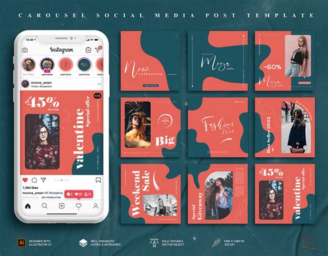 Elegant Colorful Carousel Social Media Post Design :: Behance