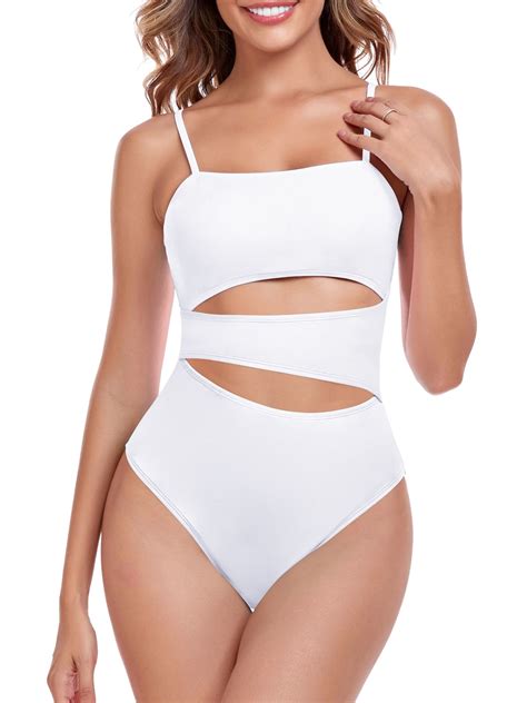 RELLECIGA Women's Tummy Control Cut Out 1 Piece Bandeau High Cut One