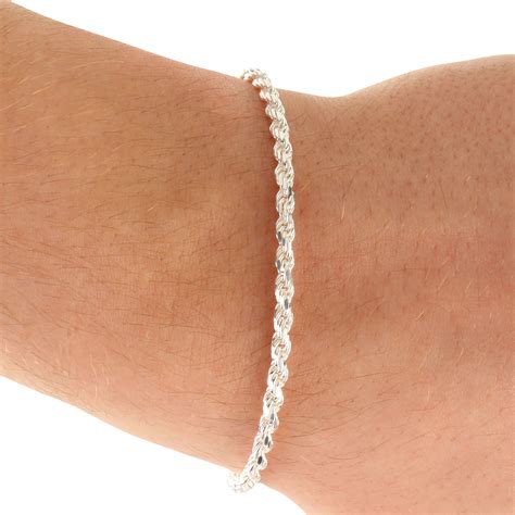 mm diamond cut sterling silver hallmarked ladies rope bracelet