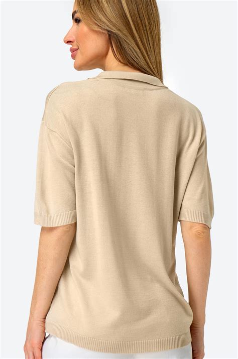 Женский джемпер-поло Happyfox 6693178 бежевый купить оптом в HappyWear.ru