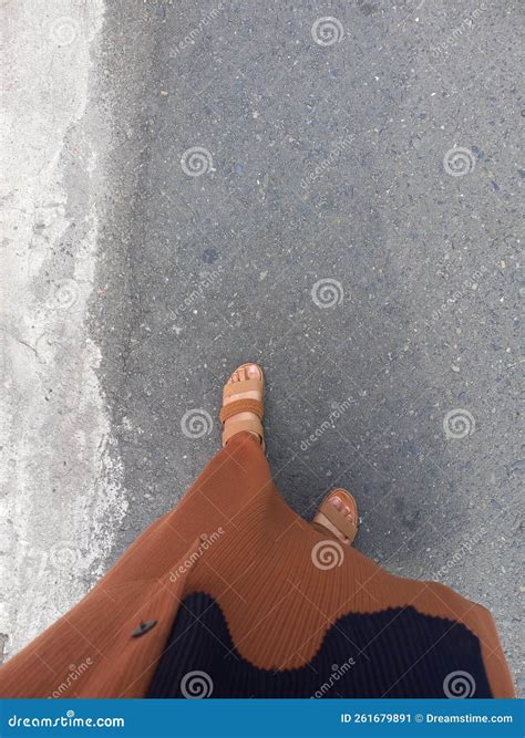 Pov : a Hijabi Girl Took a Picture of Her Foot Stock Image - Image of