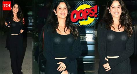 janhvi kapoor suffers  oops moment   transparent top flaunts